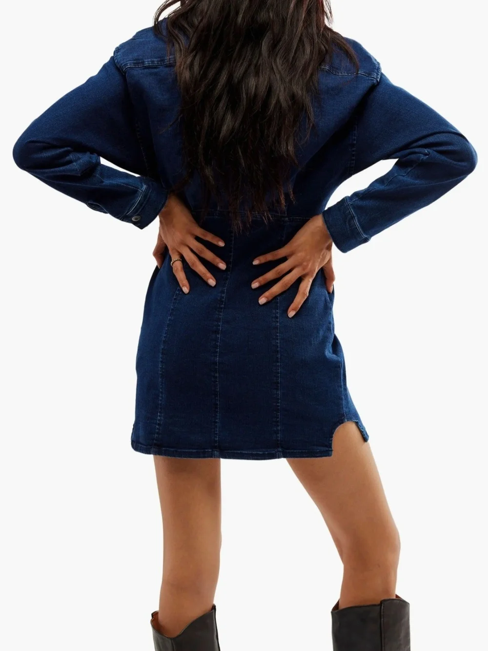 Free People Amber Denim Shirt Dress Size 2 NWT Button Front Long Sleeve Mini FP - Picture 7 of 14